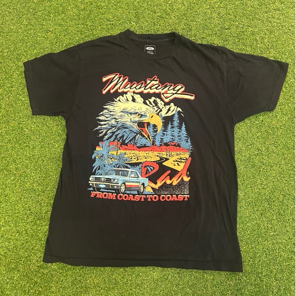 Ford Mustang Rad Coast to Coast Eagle Graphic T-Shirt Black Large